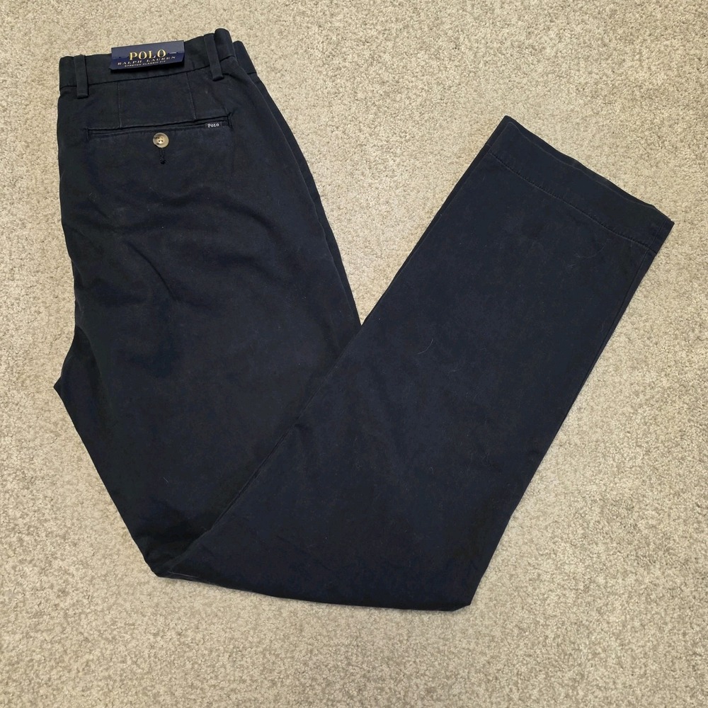 Polo Ralph Lauren Chino Pants Men 30x32 Navy Blue Stretch Classic Fit Flat Front